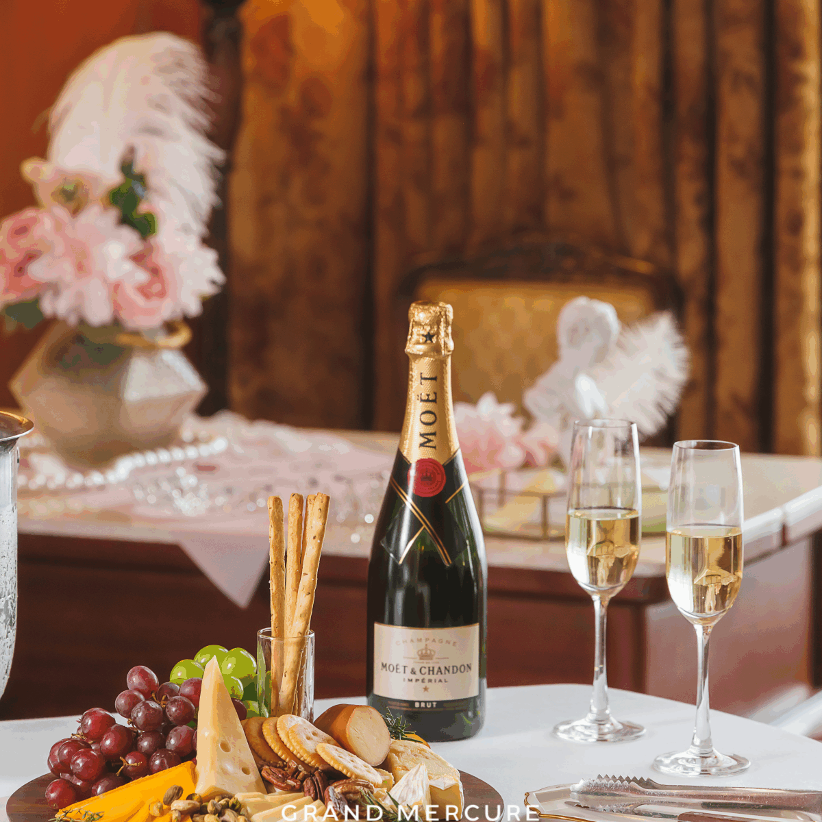 love palace package, wine, cheese, Champagne